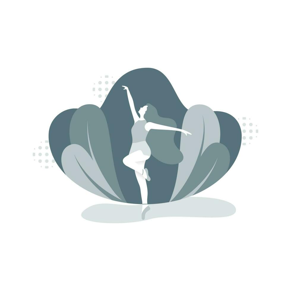 Girl Dancing Ballet-Flat Illustration vector