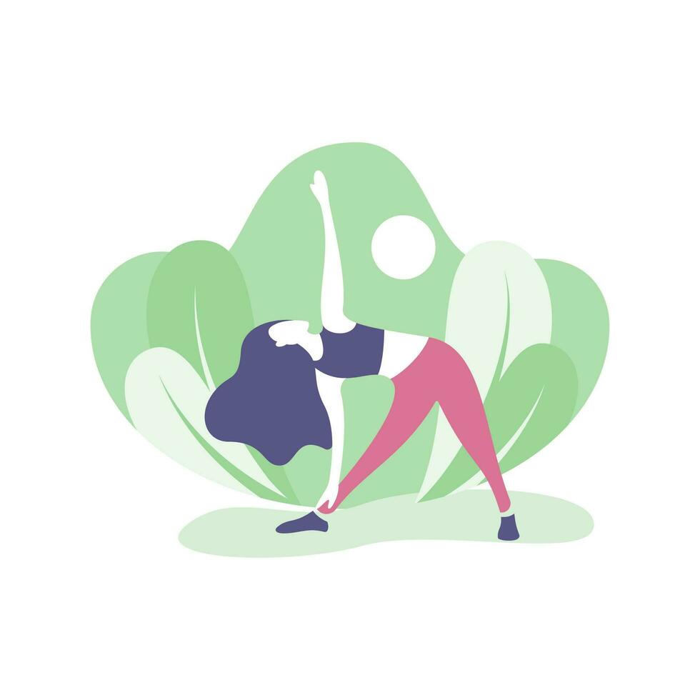 Girl Exercising Outdoors vector