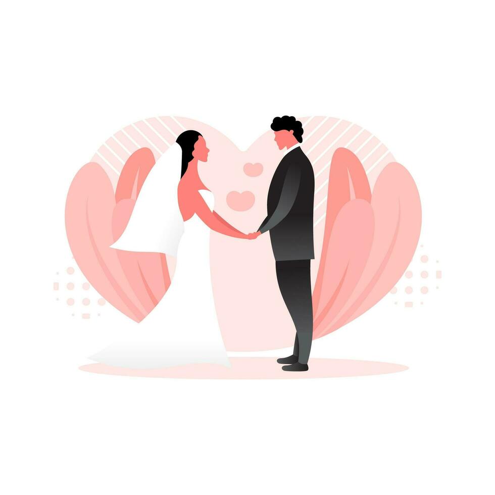 Bride and Groom Lovers Wedding -Flat Illustration vector