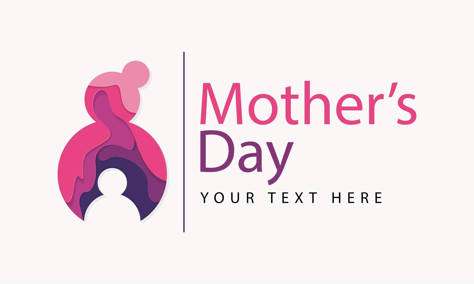 Mother's Day Paper Cut Mother and Son Silhouette Design vector