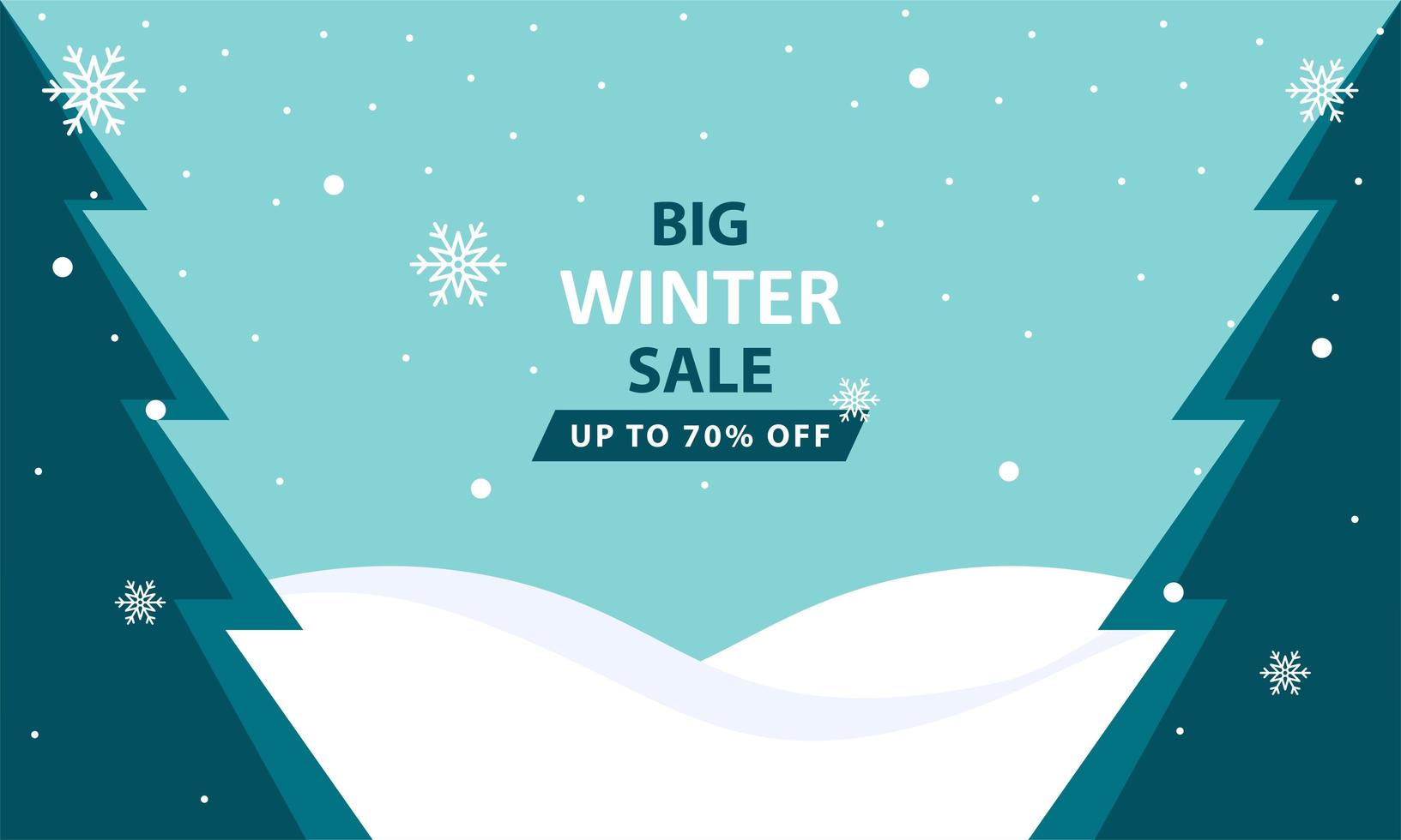 Winter Sale Scene with Flat Cartoon Style vector