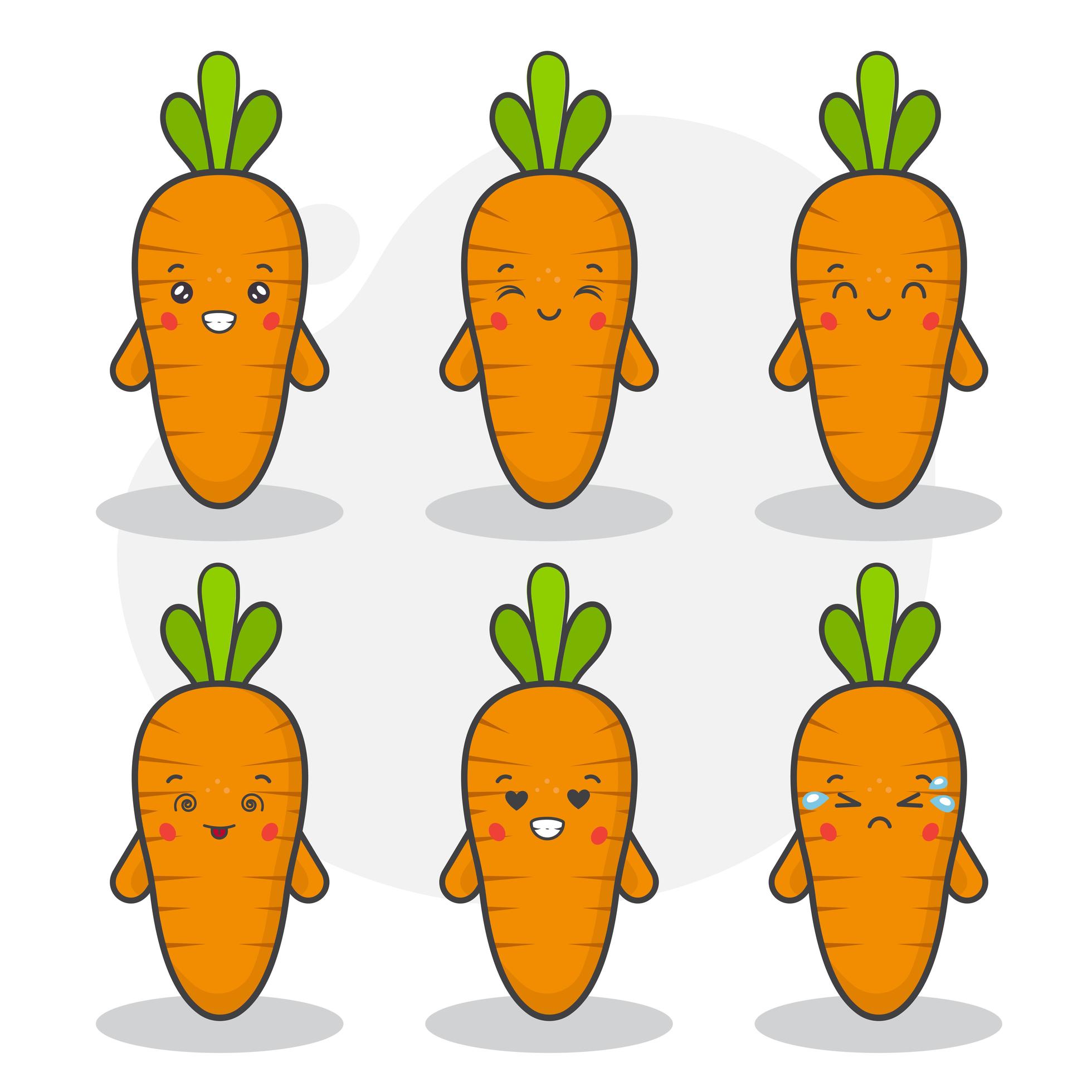 Set of Cute Carrot Characters 1377121 Vector Art at Vecteezy