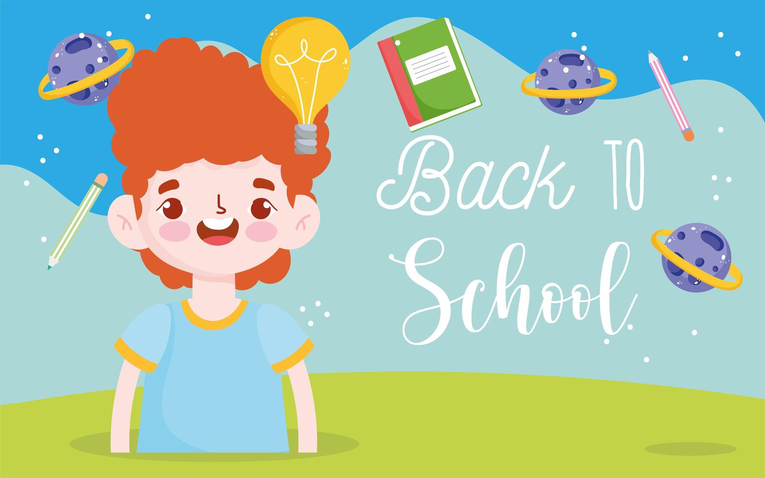 Back to school banner with student boy vector