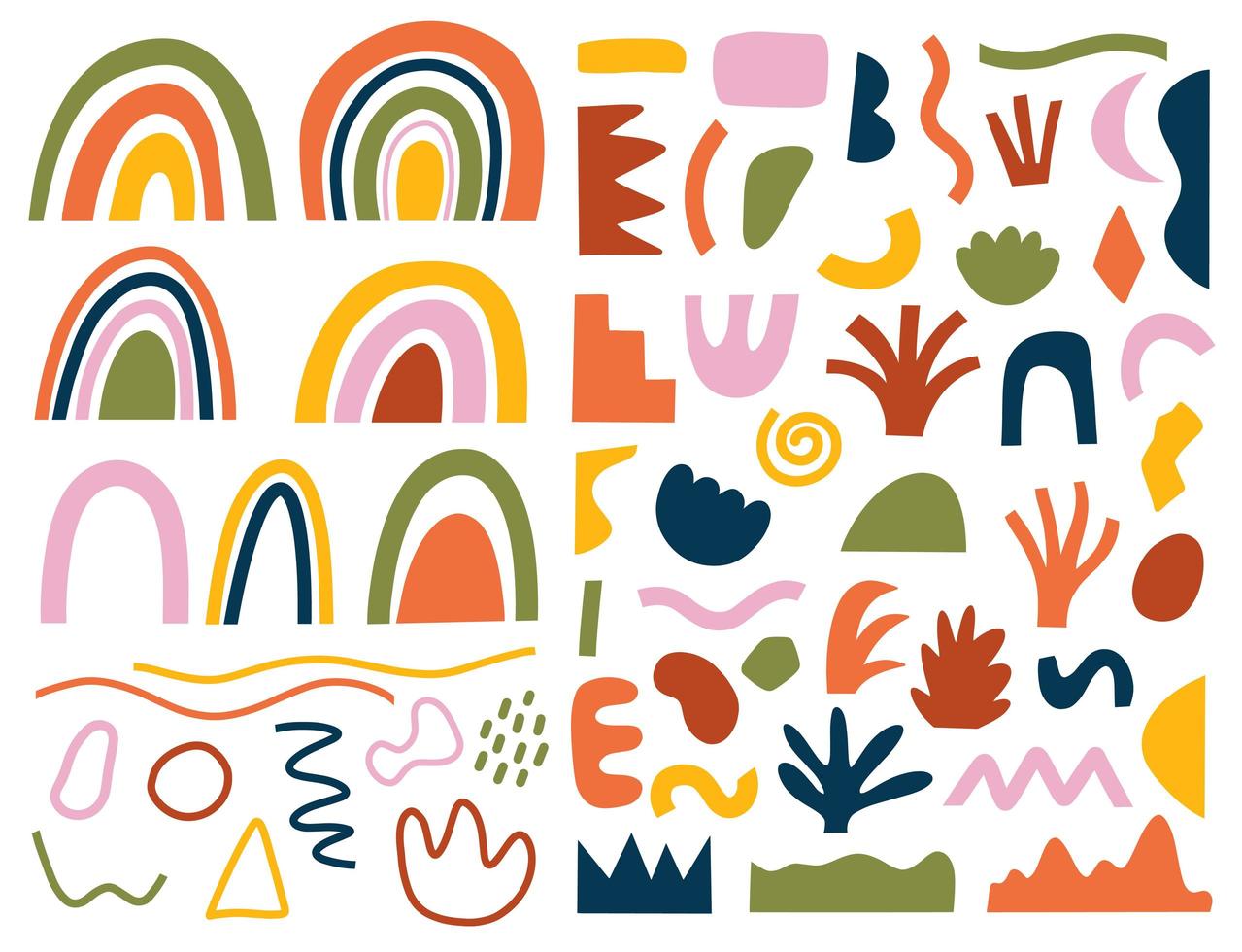 Set of hand drawn various shapes and doodles vector