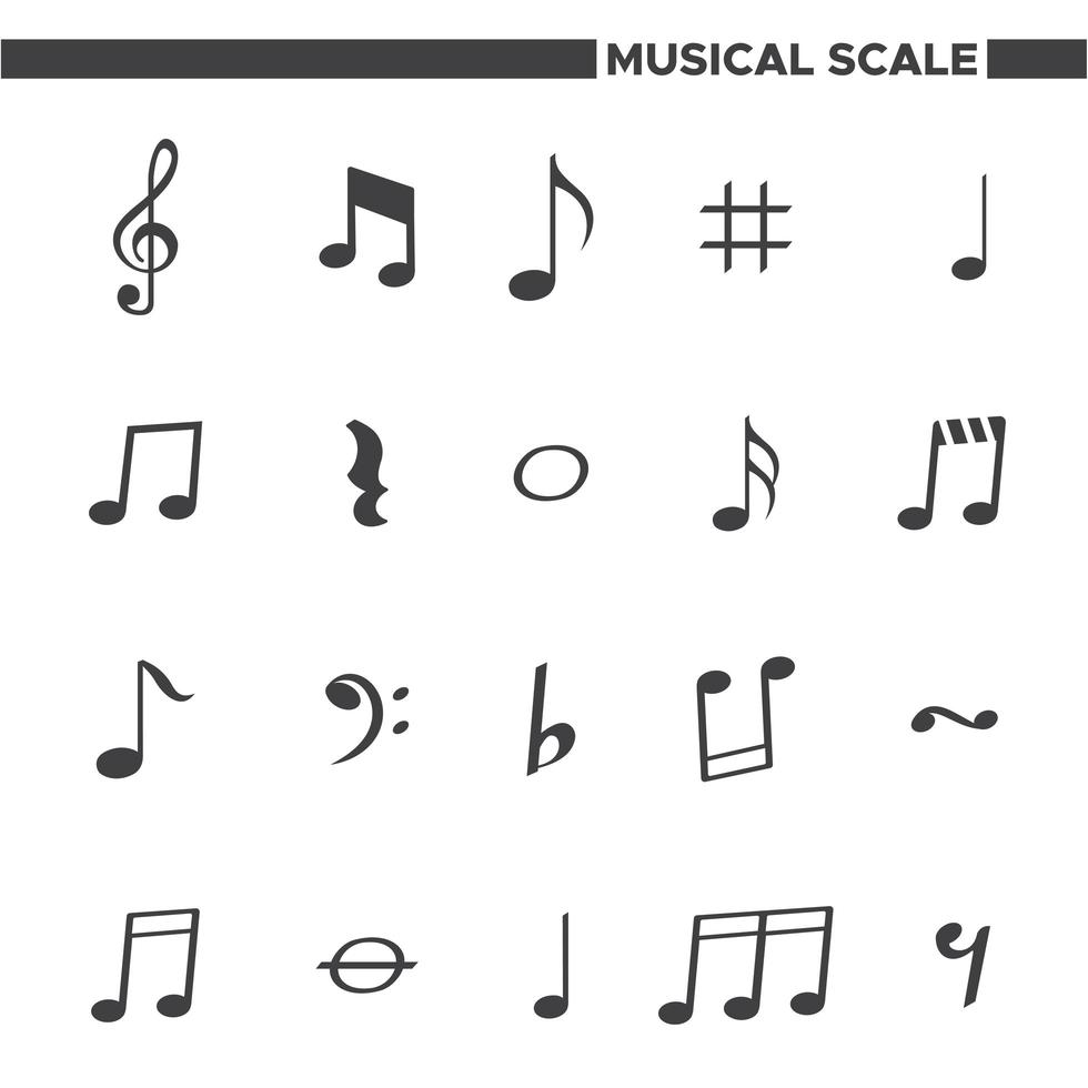 iconos de escala musical simple vector