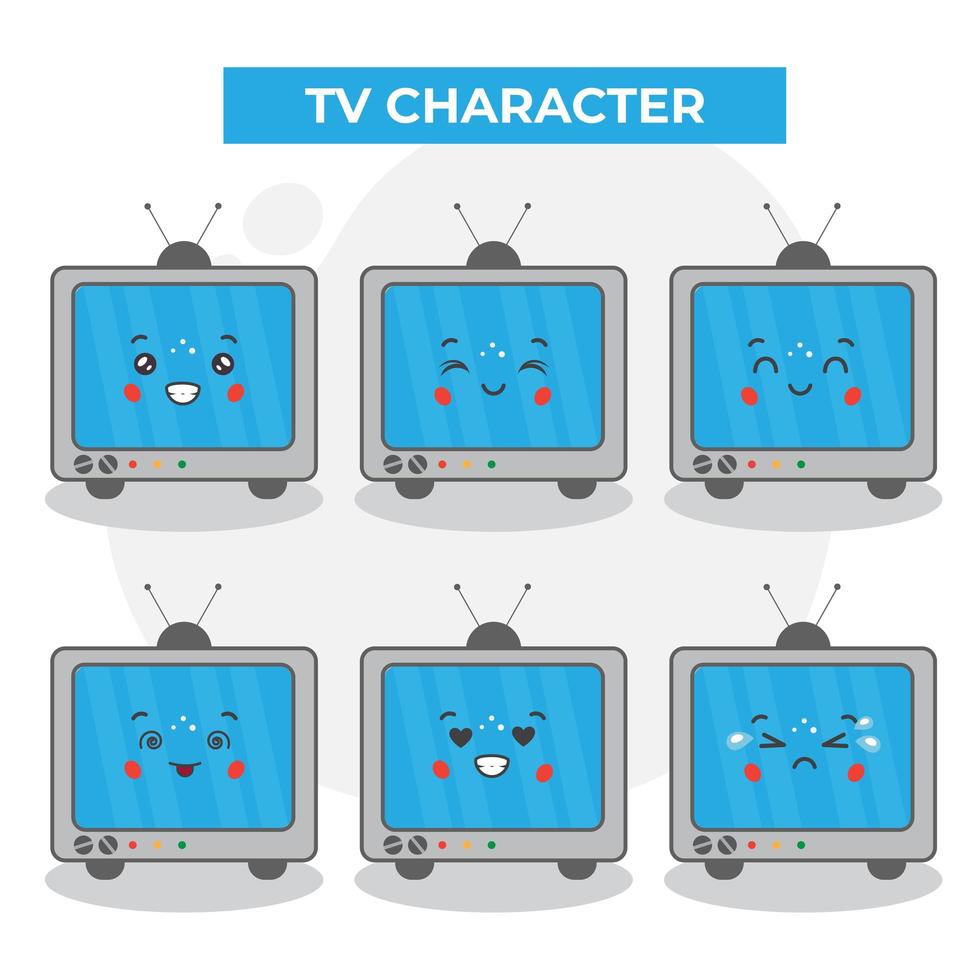 lindo conjunto de personajes de televisión vector