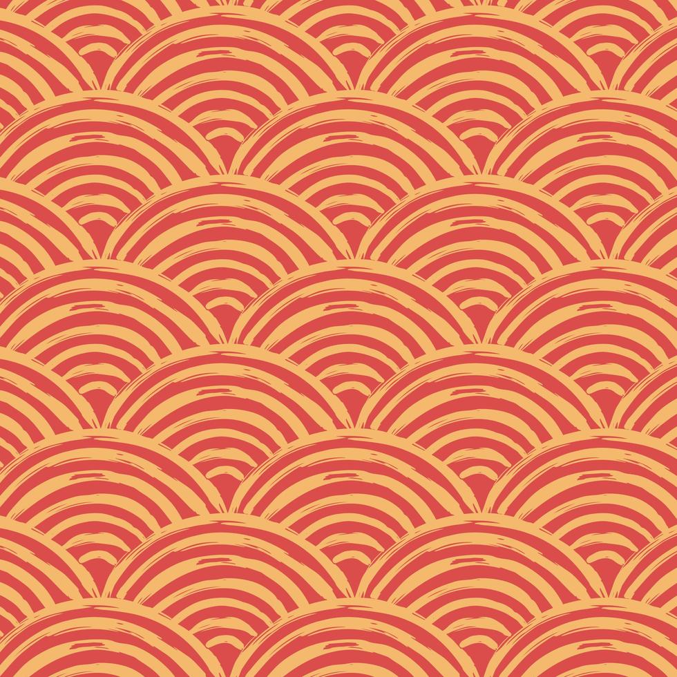 Clear red japan traditional wave pattern vector