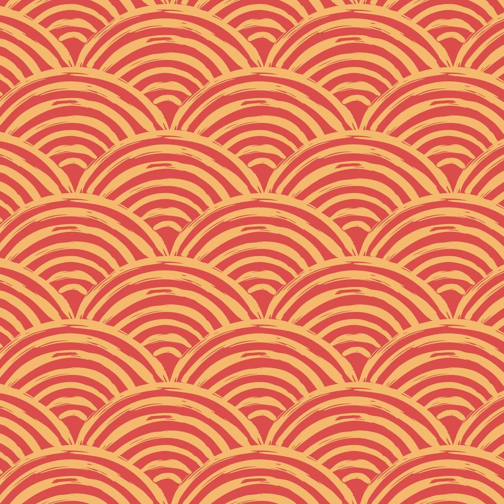 Clear red japan traditional wave pattern vector