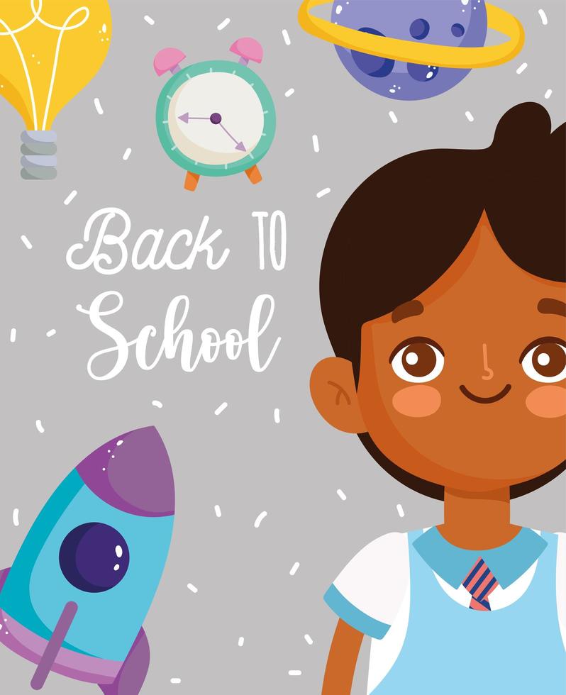 Back to school poster with student boy vector