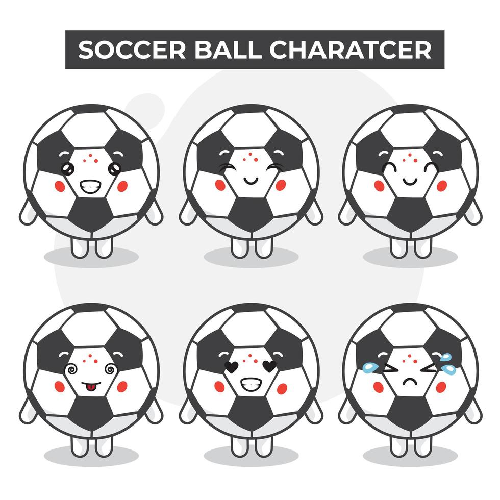 Cute Soccer Ball Characters Set vector
