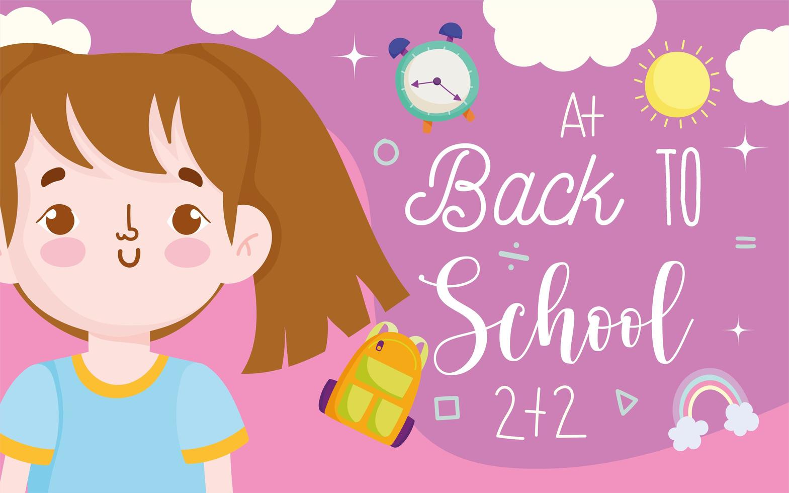 Back to school banner with student girl  vector