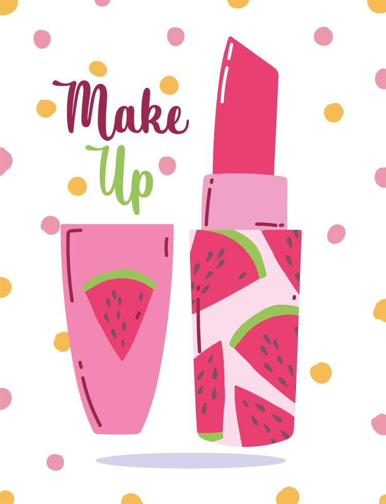 Make-up and beauty product watermelon lipstick vector