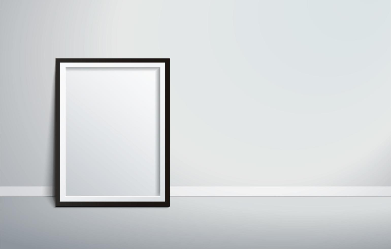 Black border picture frame on wall vector