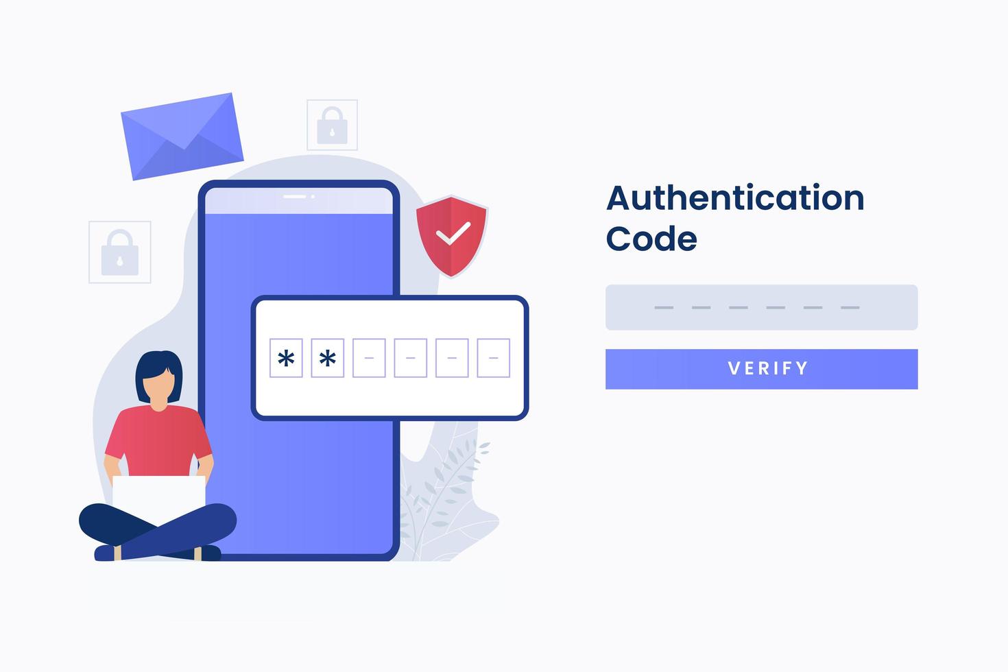 2-Step authentication web page vector