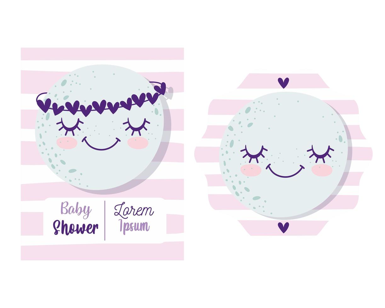 tarjeta de invitación de baby shower con linda luna vector