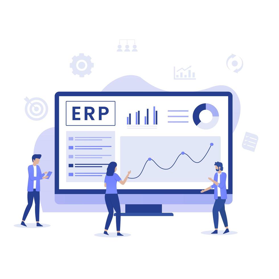 concepto de planificación de recursos empresariales erp vector