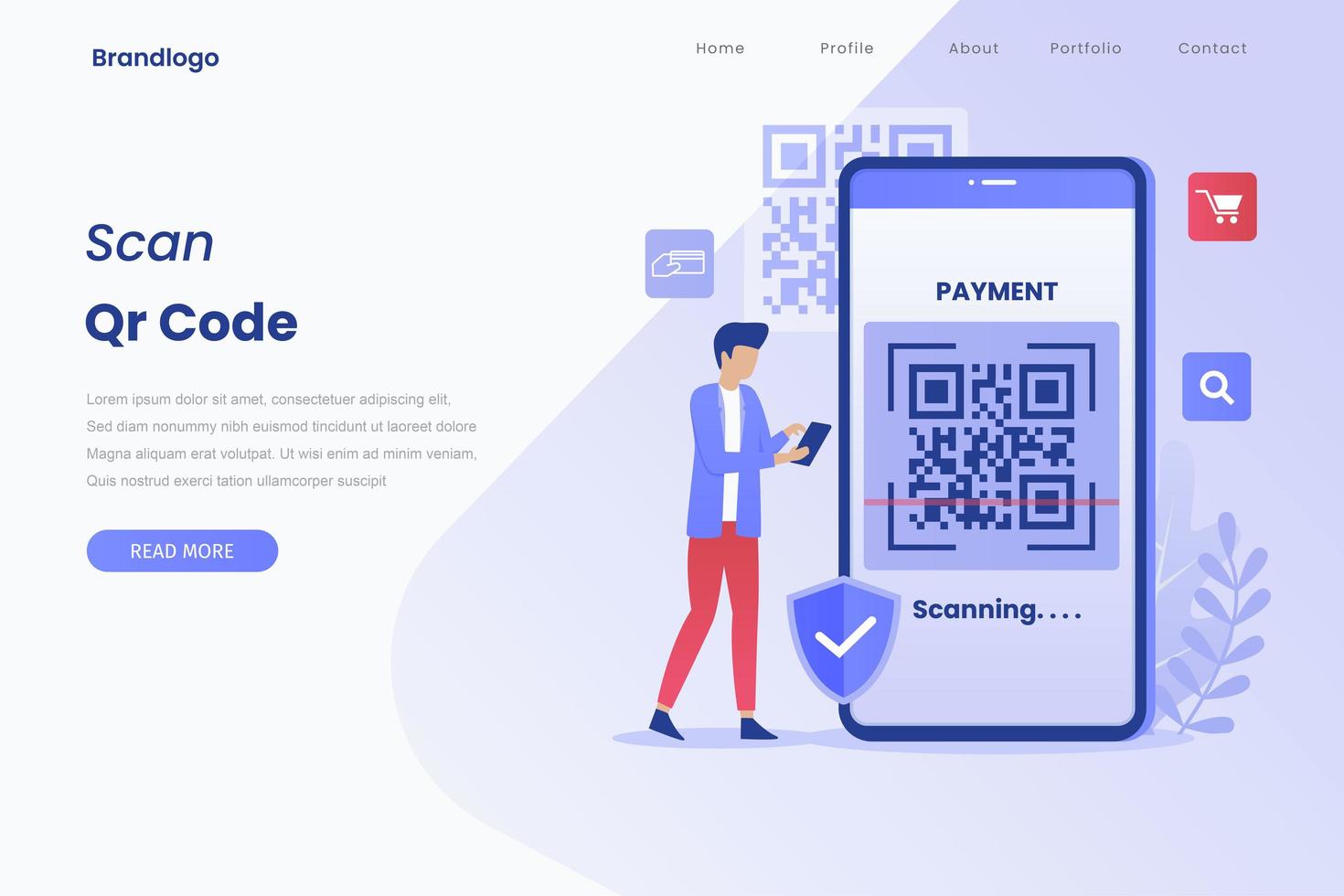 QR code verification landing page vector