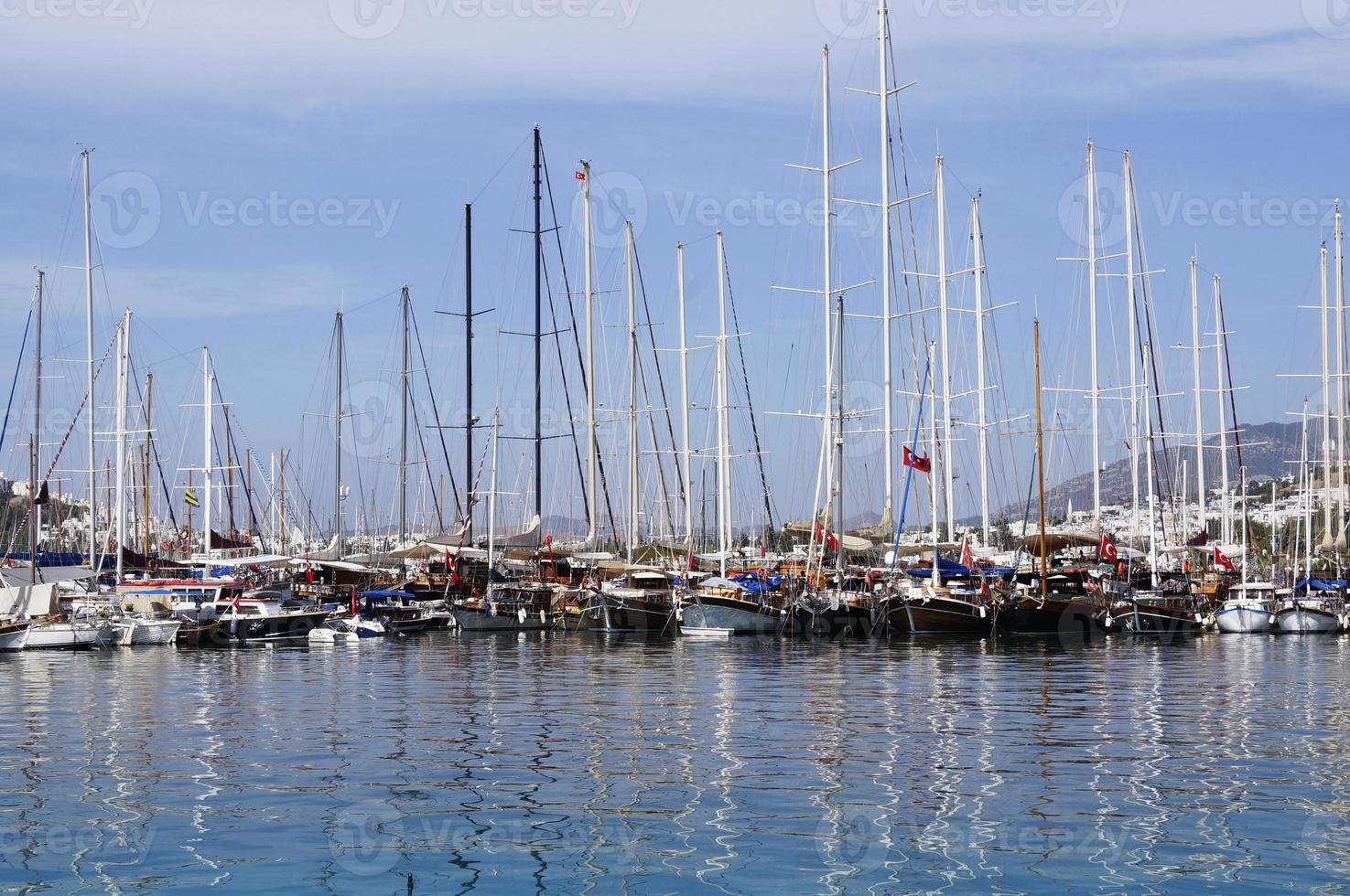 Boats and yachts at sea port in Bodrum photo