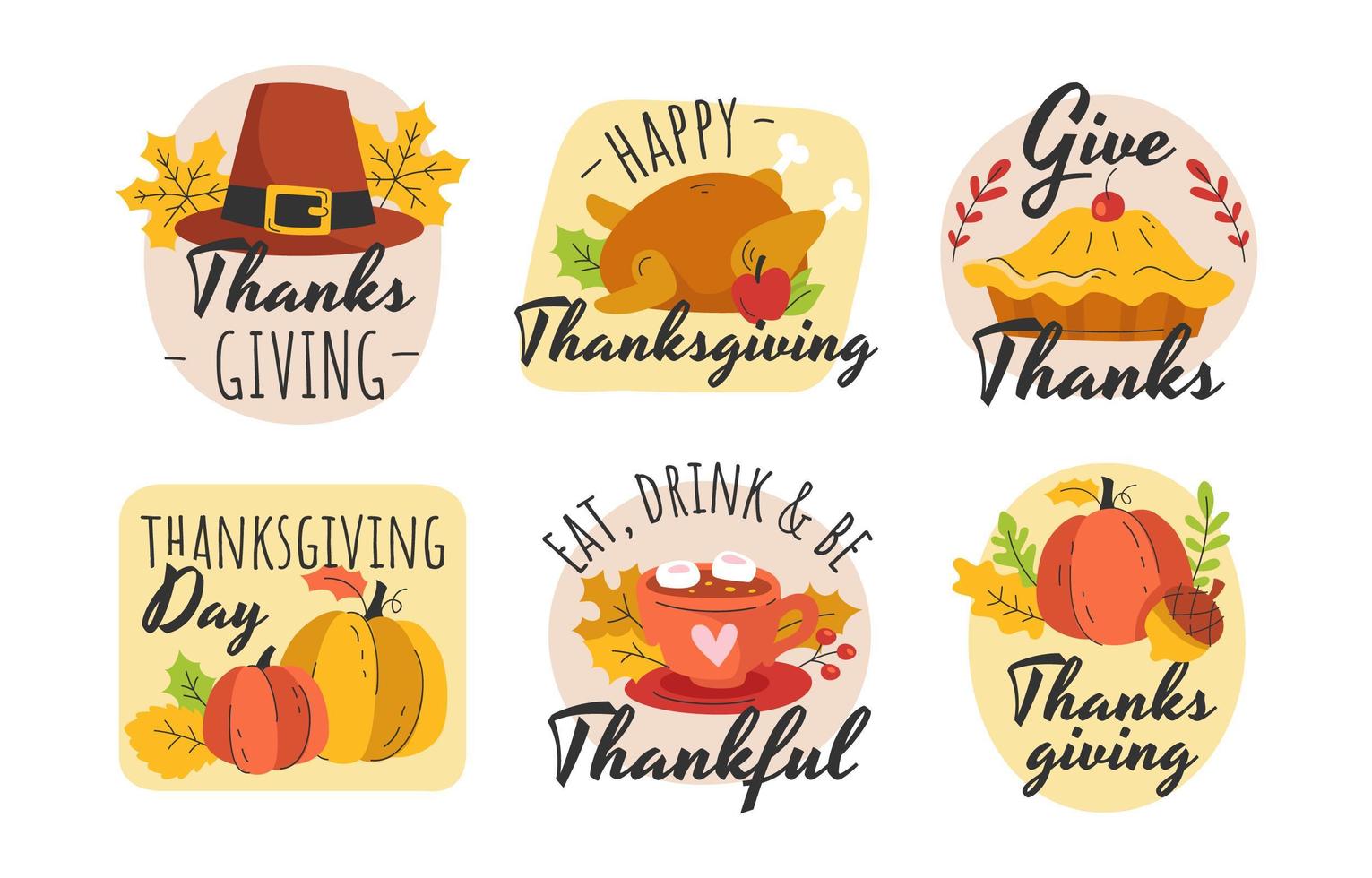 Thanksgiving Greeting Stickers vector