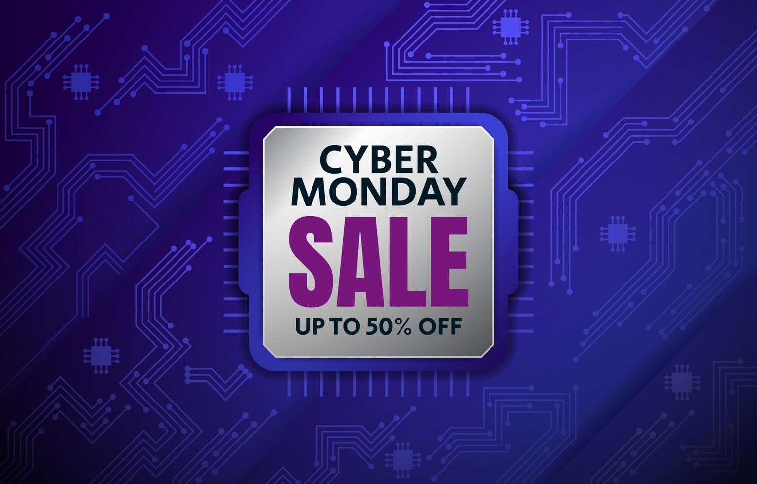 Cyber Monday Background with CPU PCB Aesthetic vector