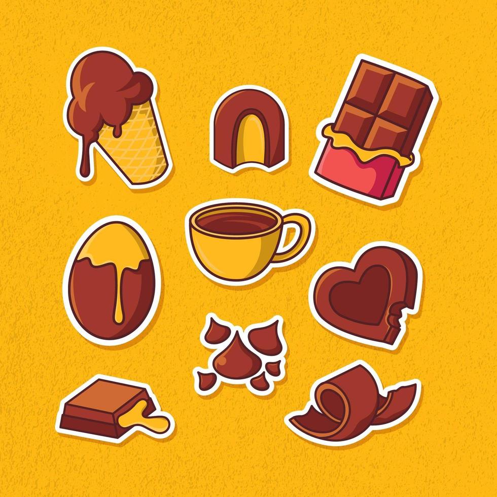 Chocolate Sticker Set vector