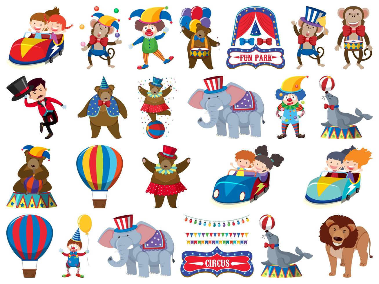 Large set of isolated circus objects vector