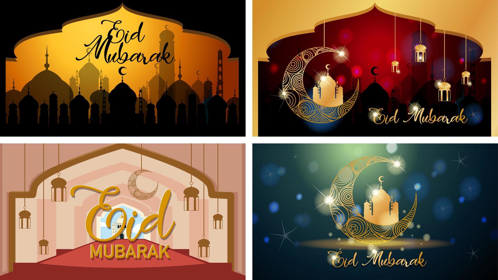 Background designs for Muslim festival Eid Mubarak vector