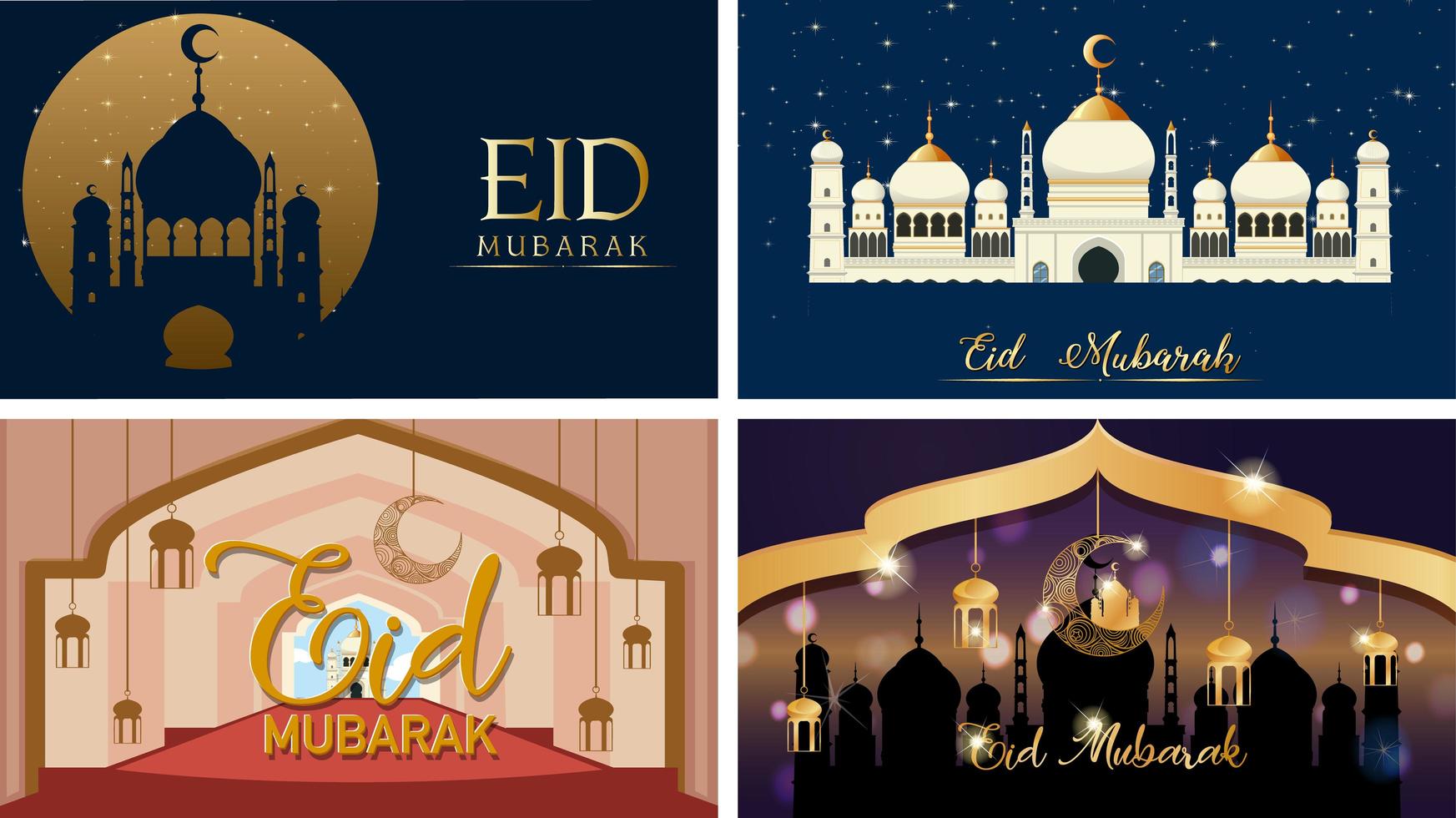 Background designs for Muslim Eid Mubarak vector