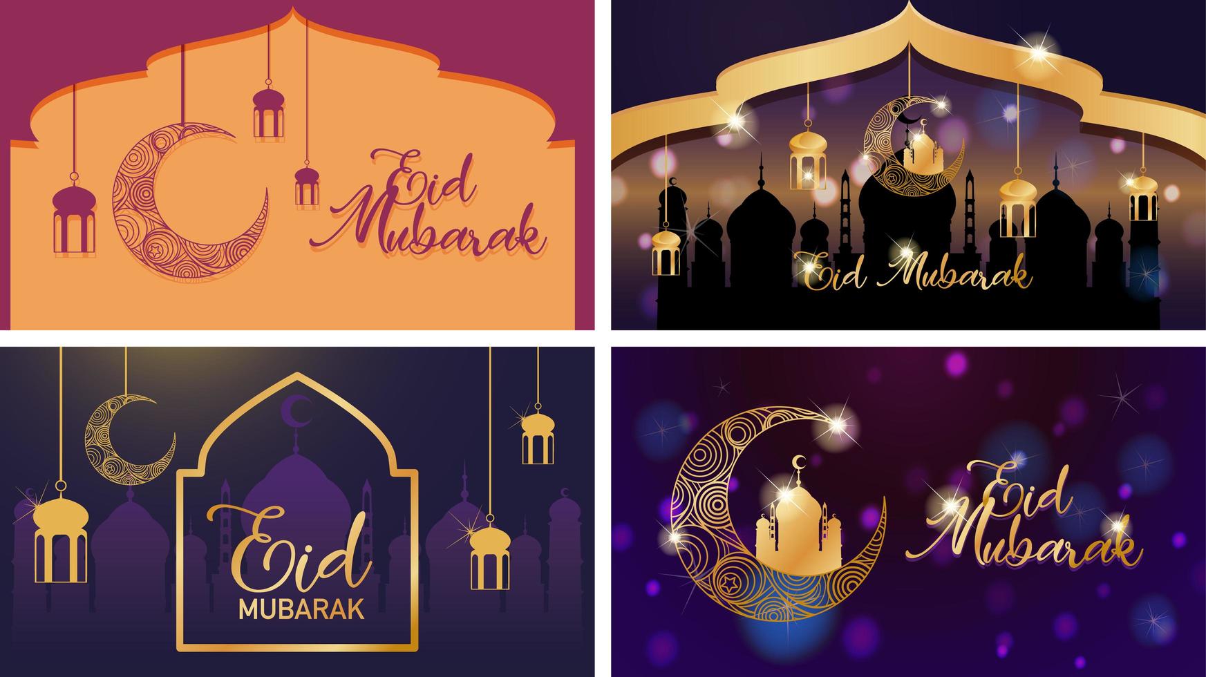 Four background designs for Muslim festival vector