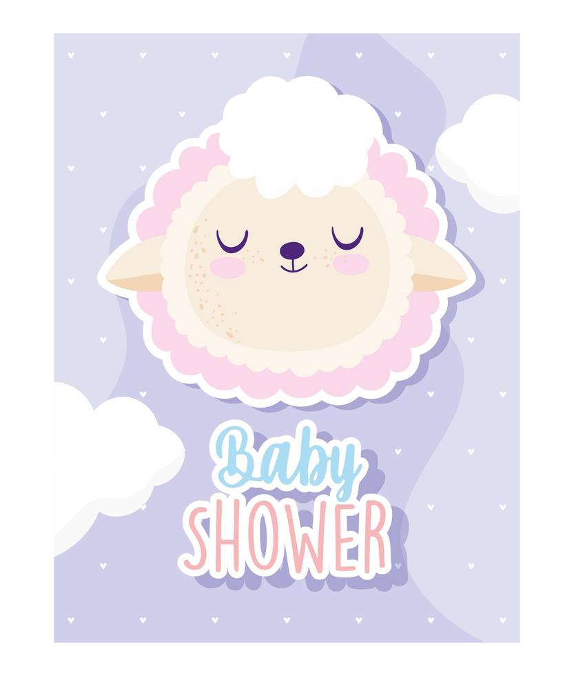 tarjeta de baby shower con linda ovejita vector