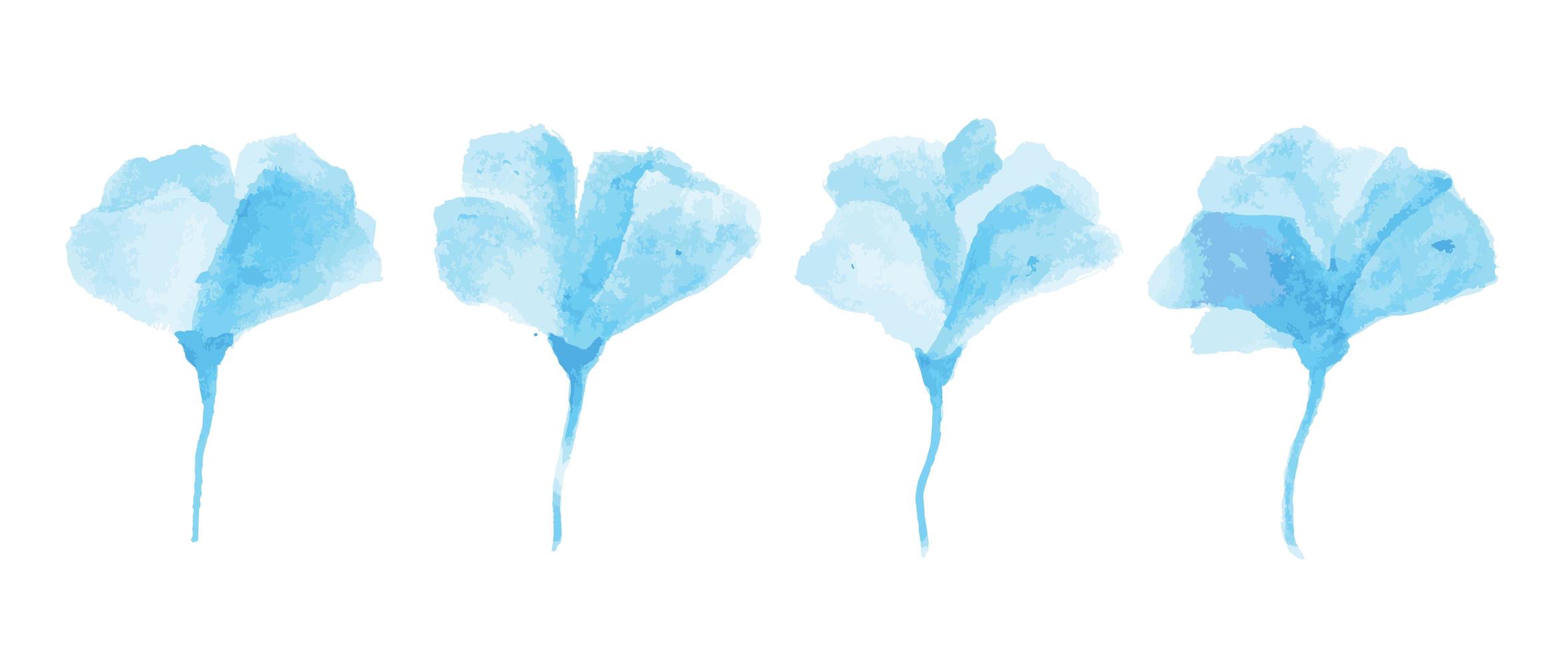 Blue Flower watercolor set vector