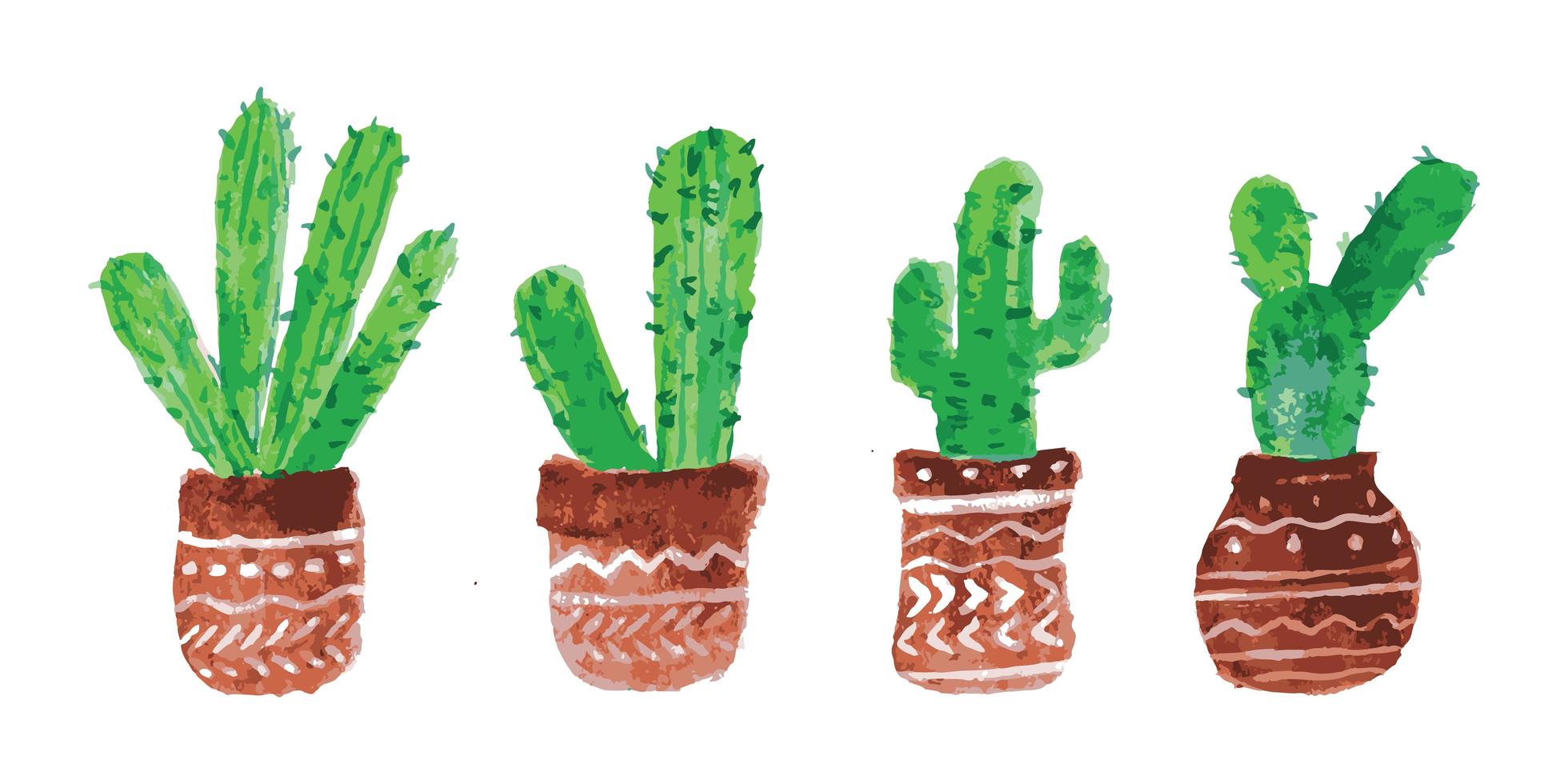 Watercolor Cactus Set vector