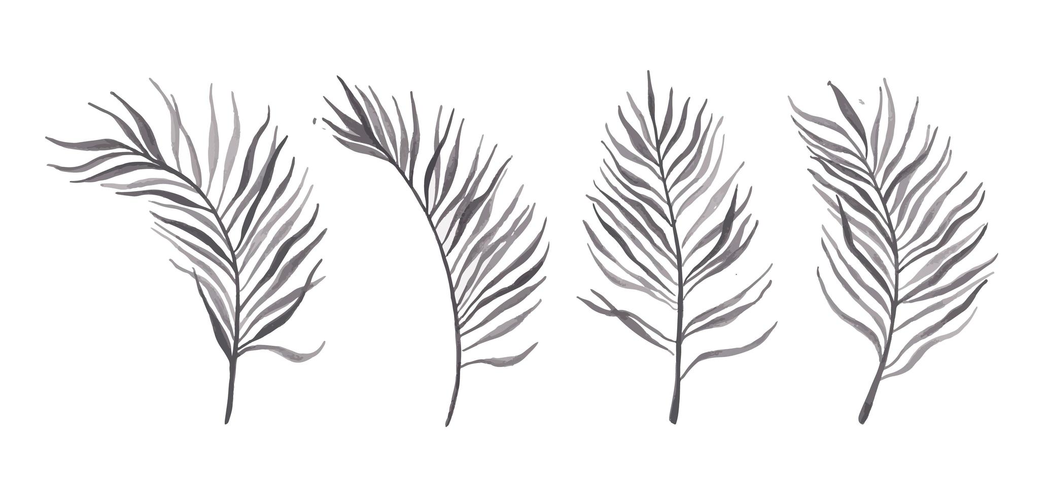 Set of leaves watercolor vector