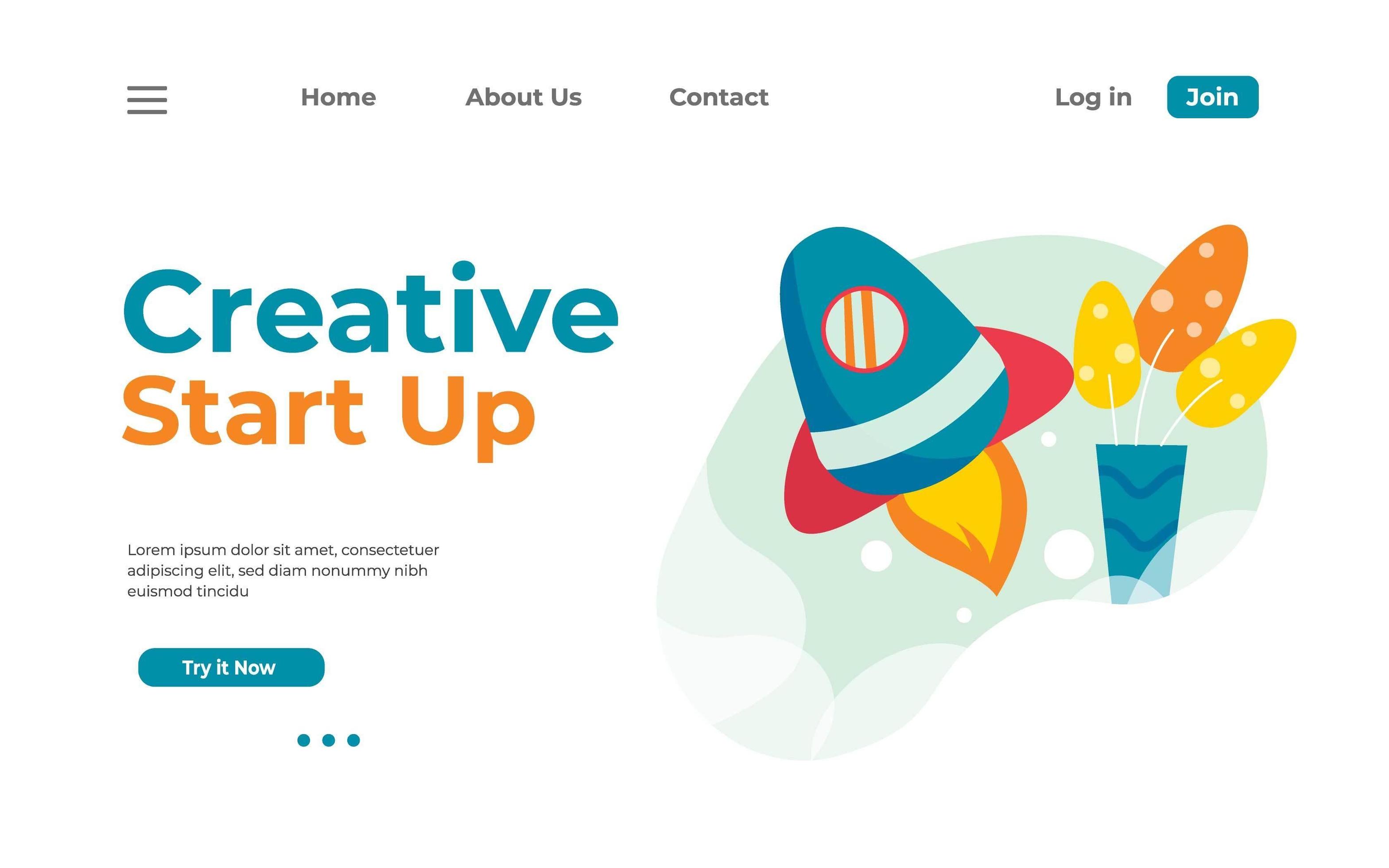 Creative Startup Landing Page 1380155 Vector Art at Vecteezy
