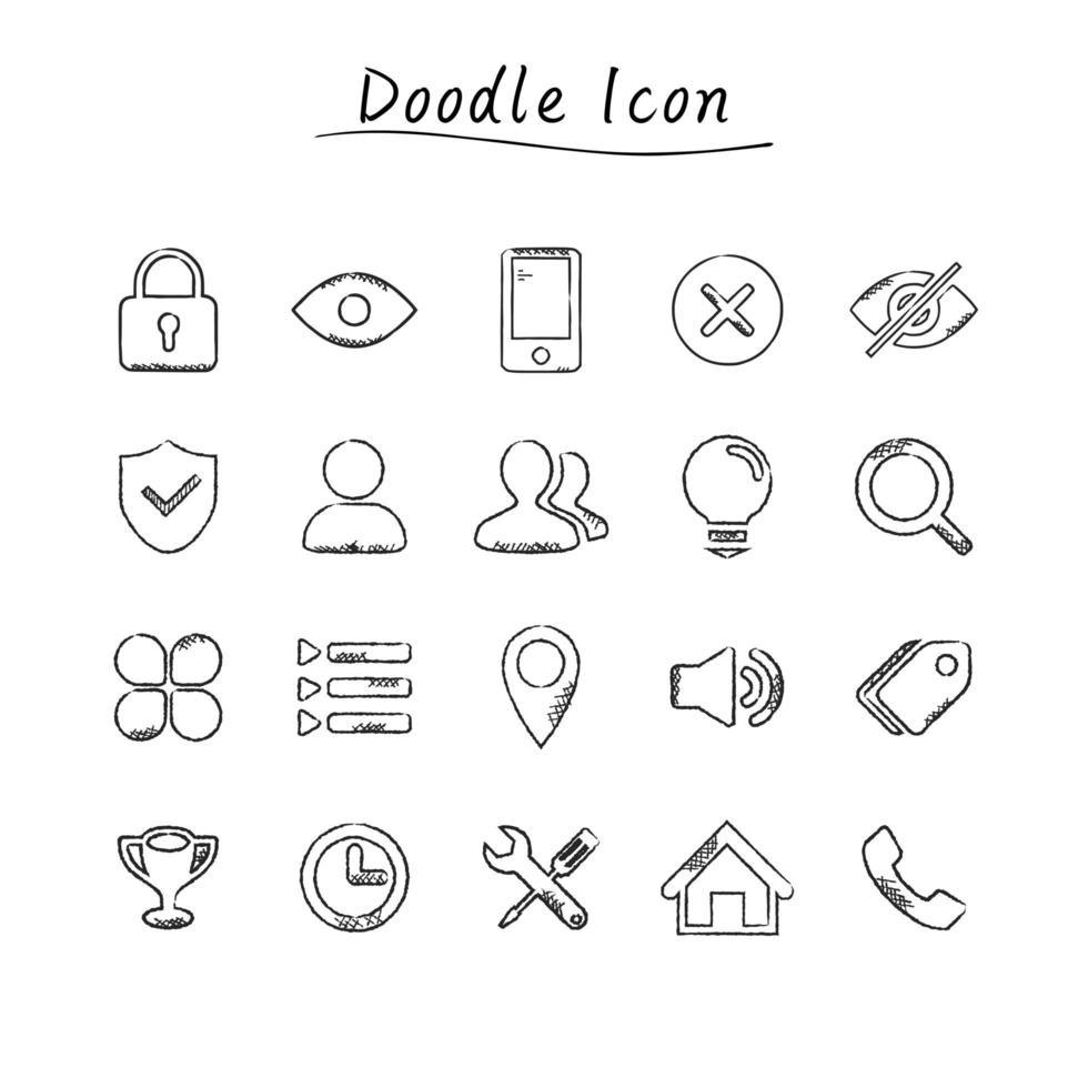 Doodle business icons  vector