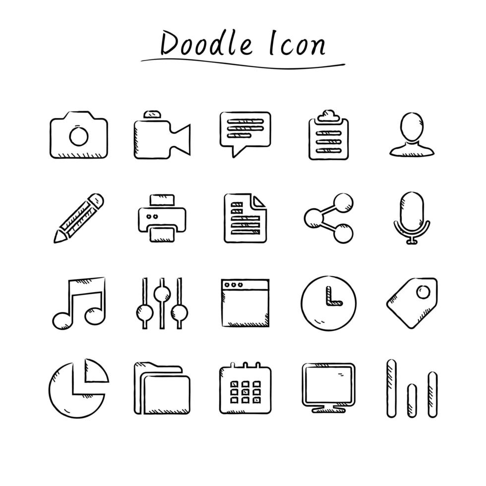 Doodle business icons  vector