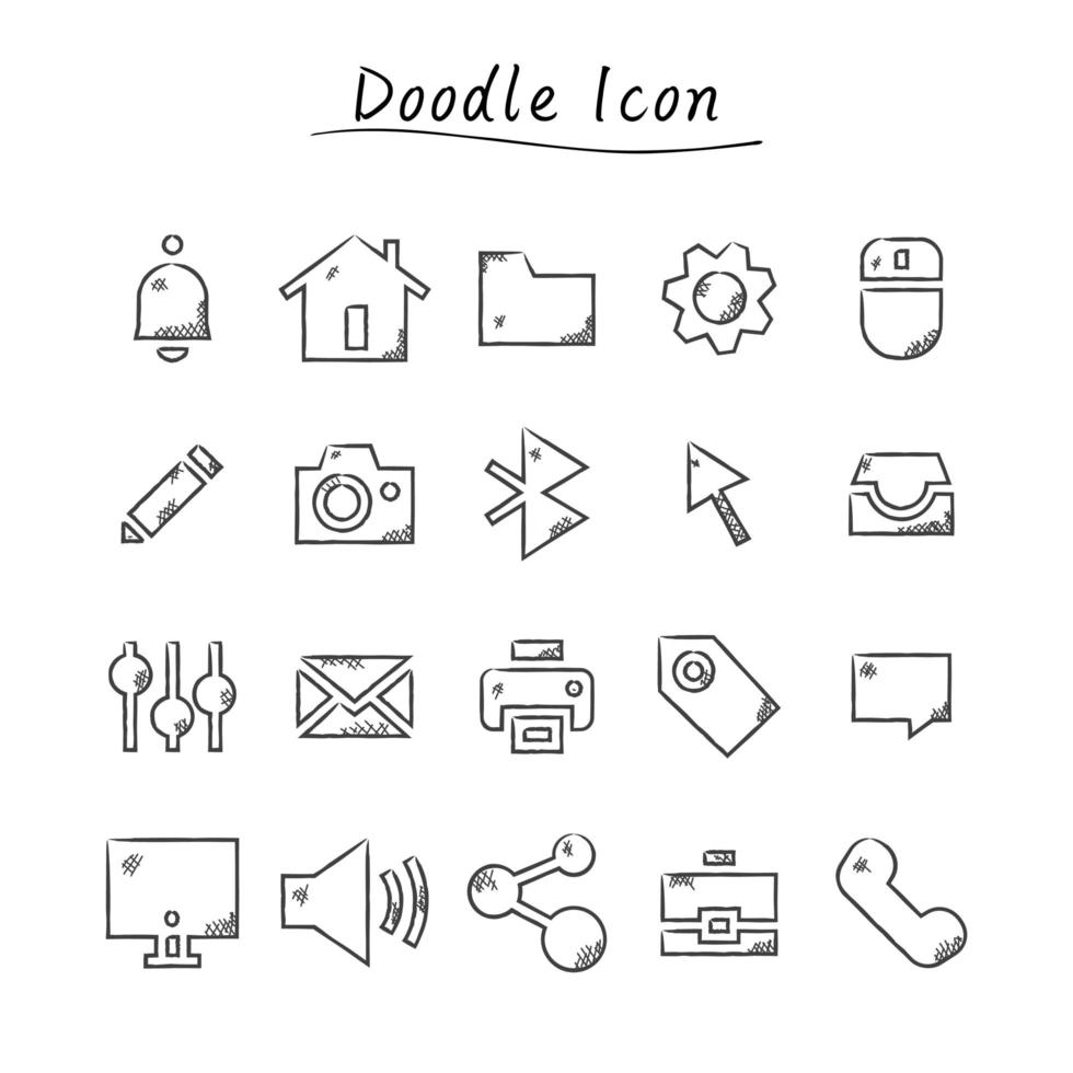 Doodle business icons  vector