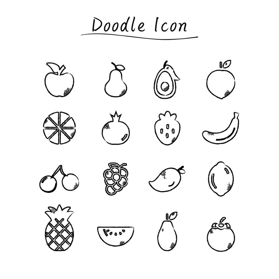 Hand drawn doodle fruit icons vector