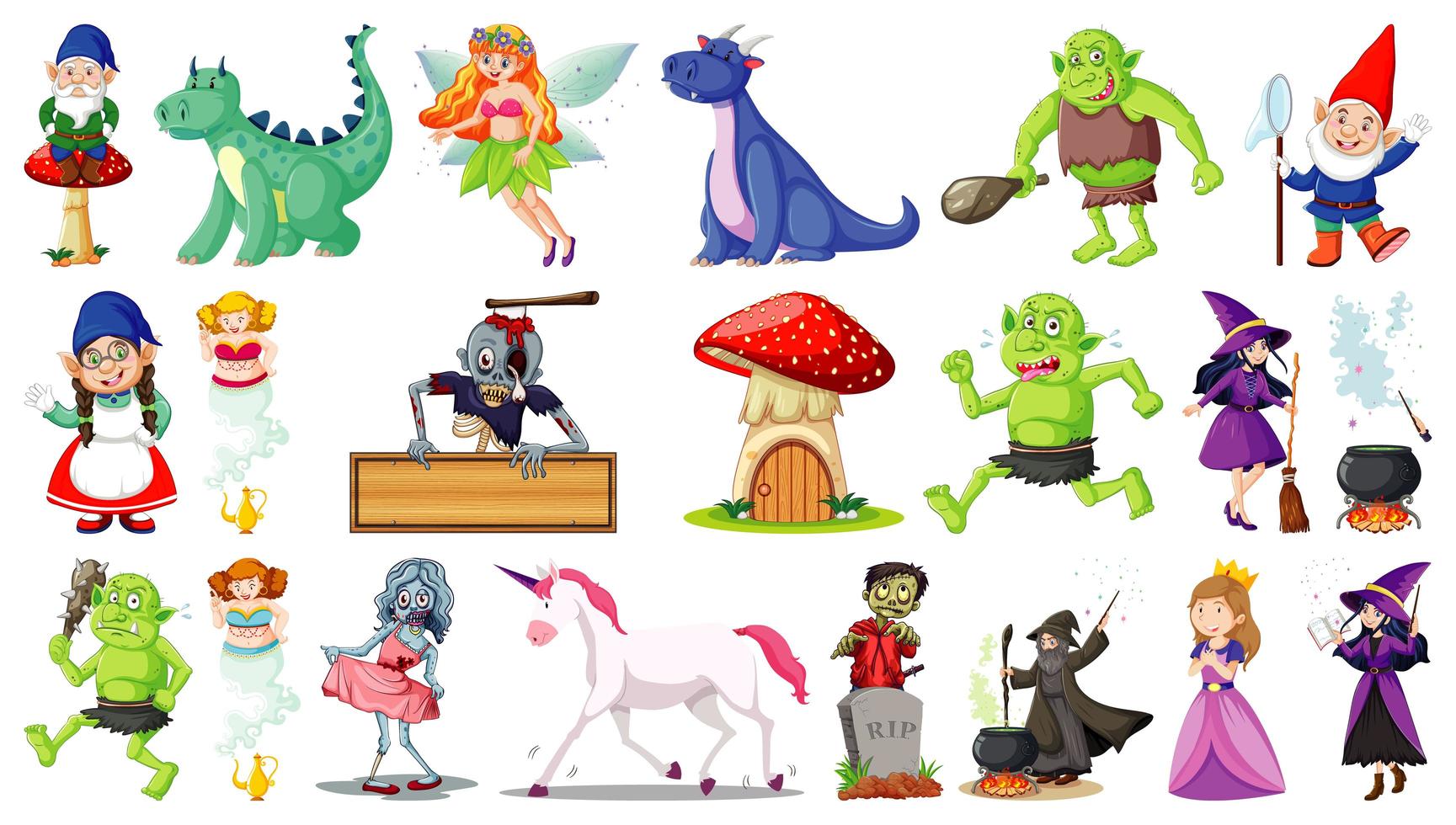 personajes de dibujos animados de fantasía sobre fondo blanco 1380232 Vector en Vecteezy personajes de dibujos animados de fantasía sobre fondo blanco 1380232 Vector en Vecteezy