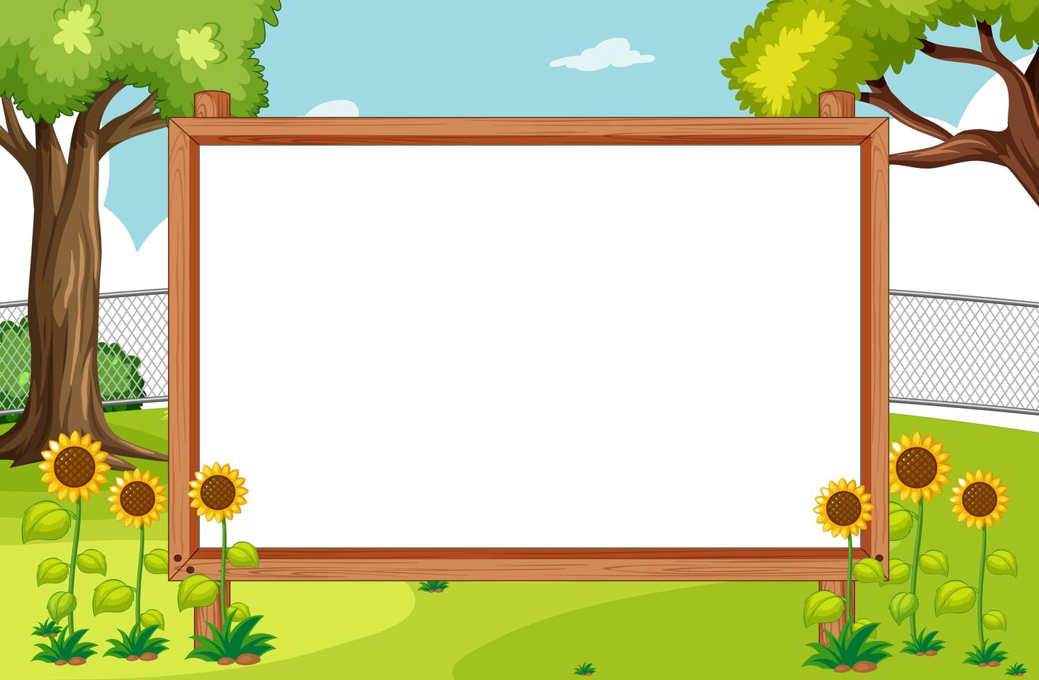 Blank Wooden Frame in Nature Park Scene vector