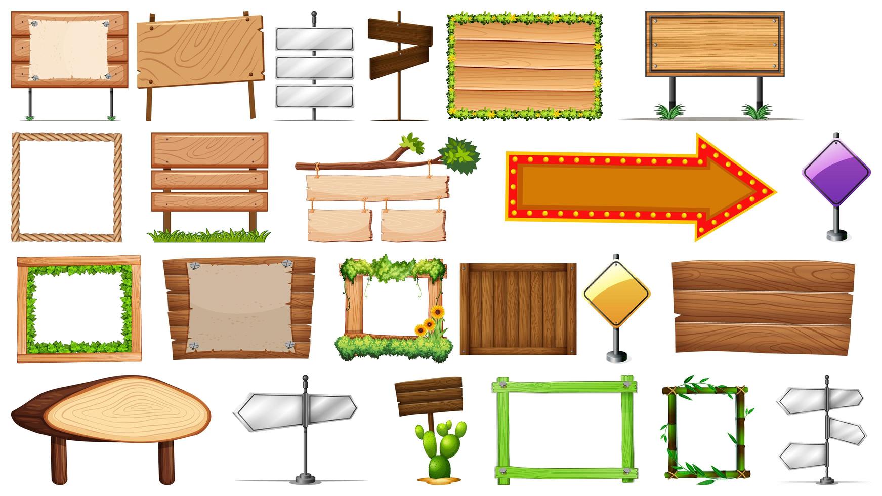 Set of Various Types of Signs, Banners vector