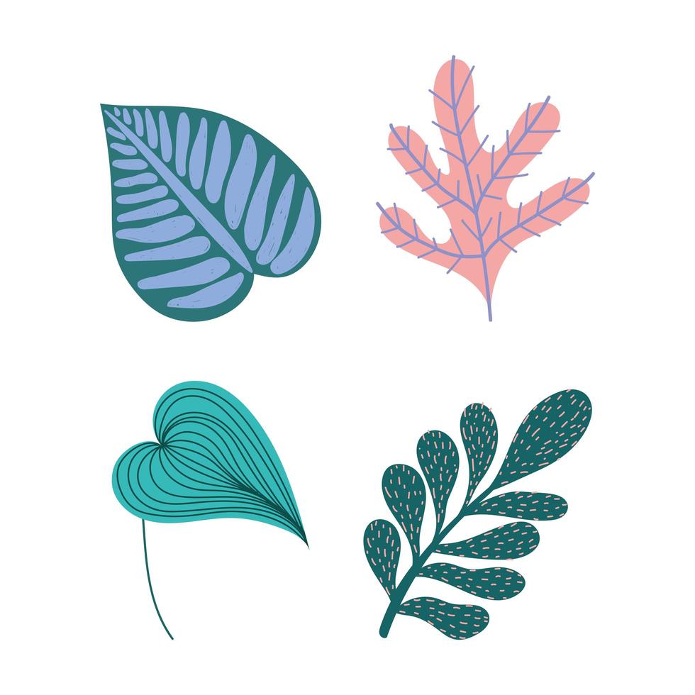 Set of tropical leaves and foliage  vector