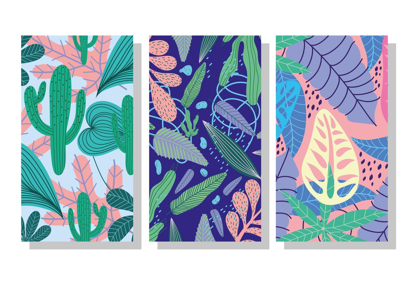 conjunto de banners de patrones tropicales vector