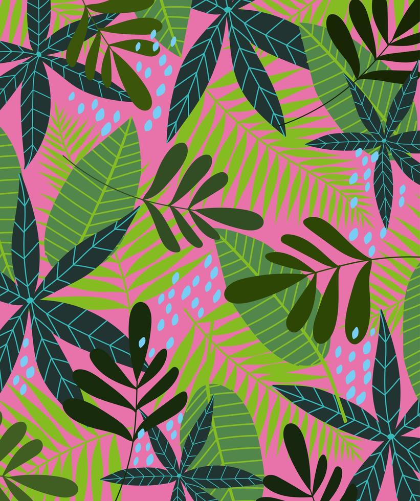 Tropical leaves and foliage background vector