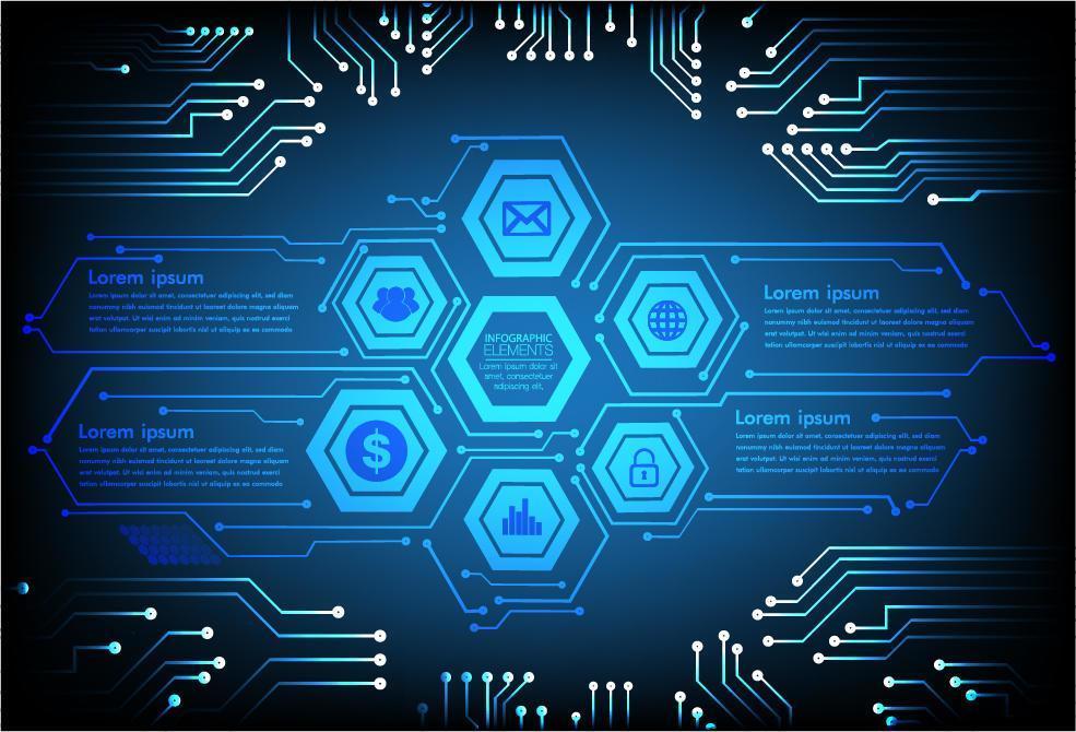 Hexagon HUD internet of things cyber technology concept vector