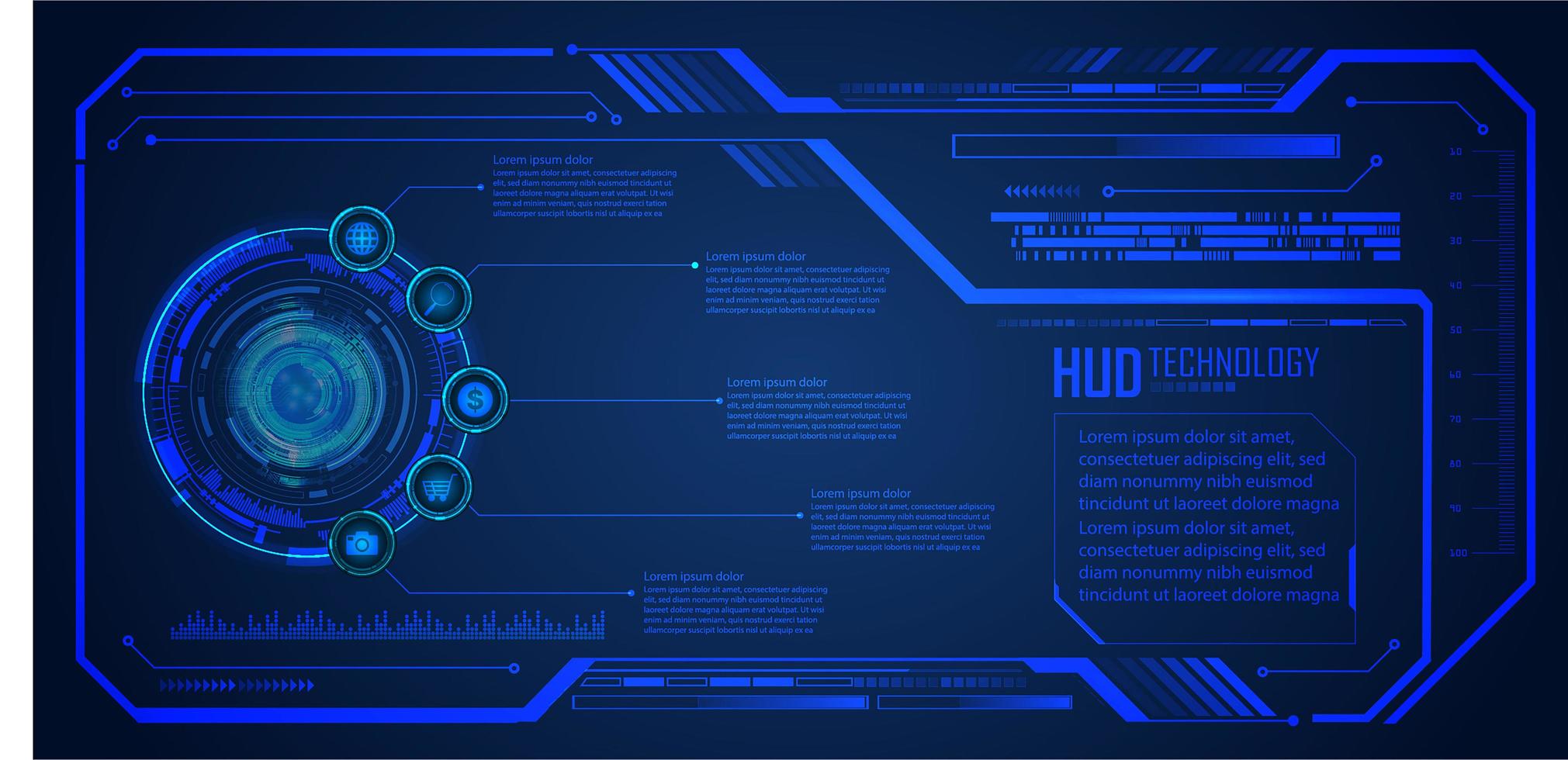 Binary circuit board future technology HUD vector