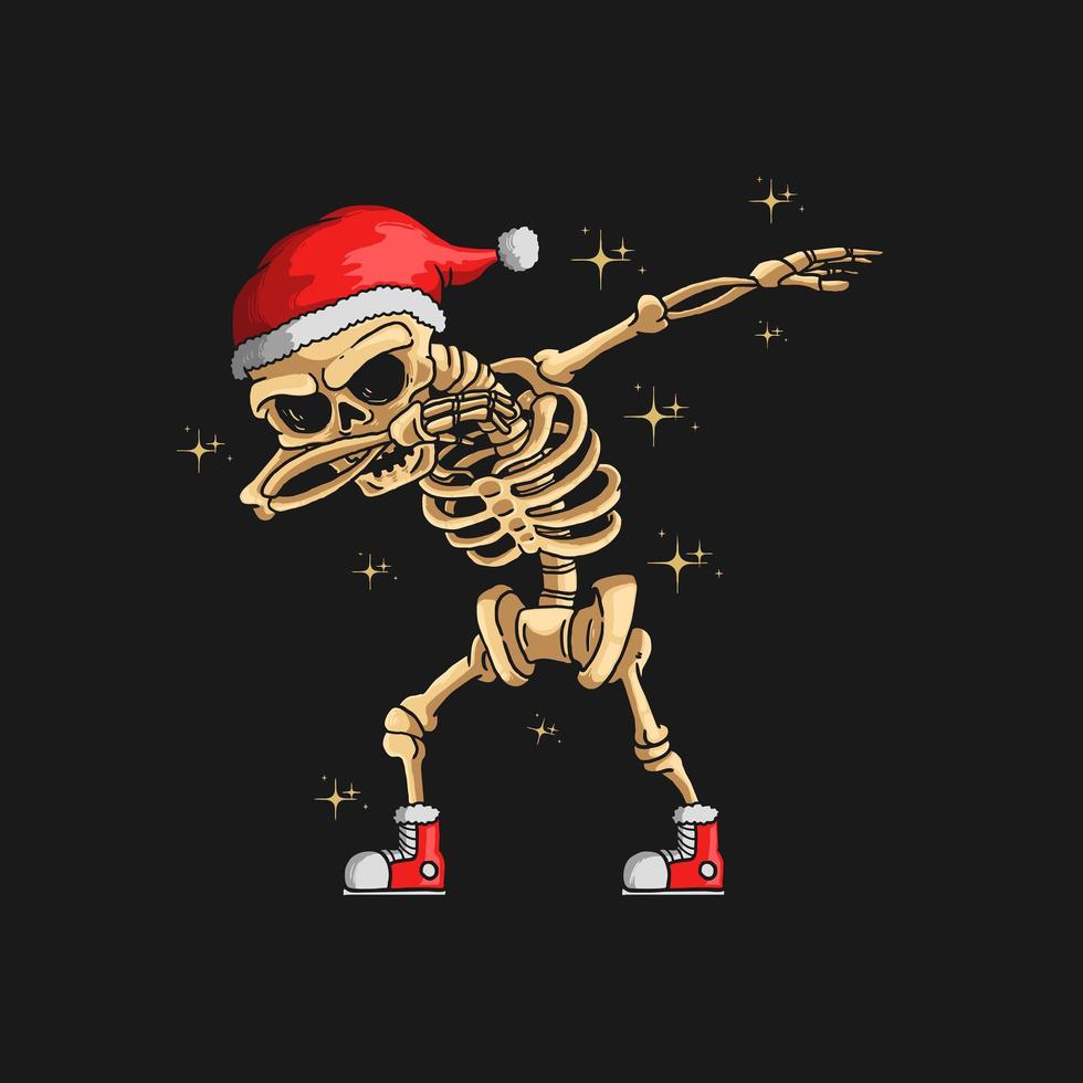 lindo esqueleto de navidad dabbing vector