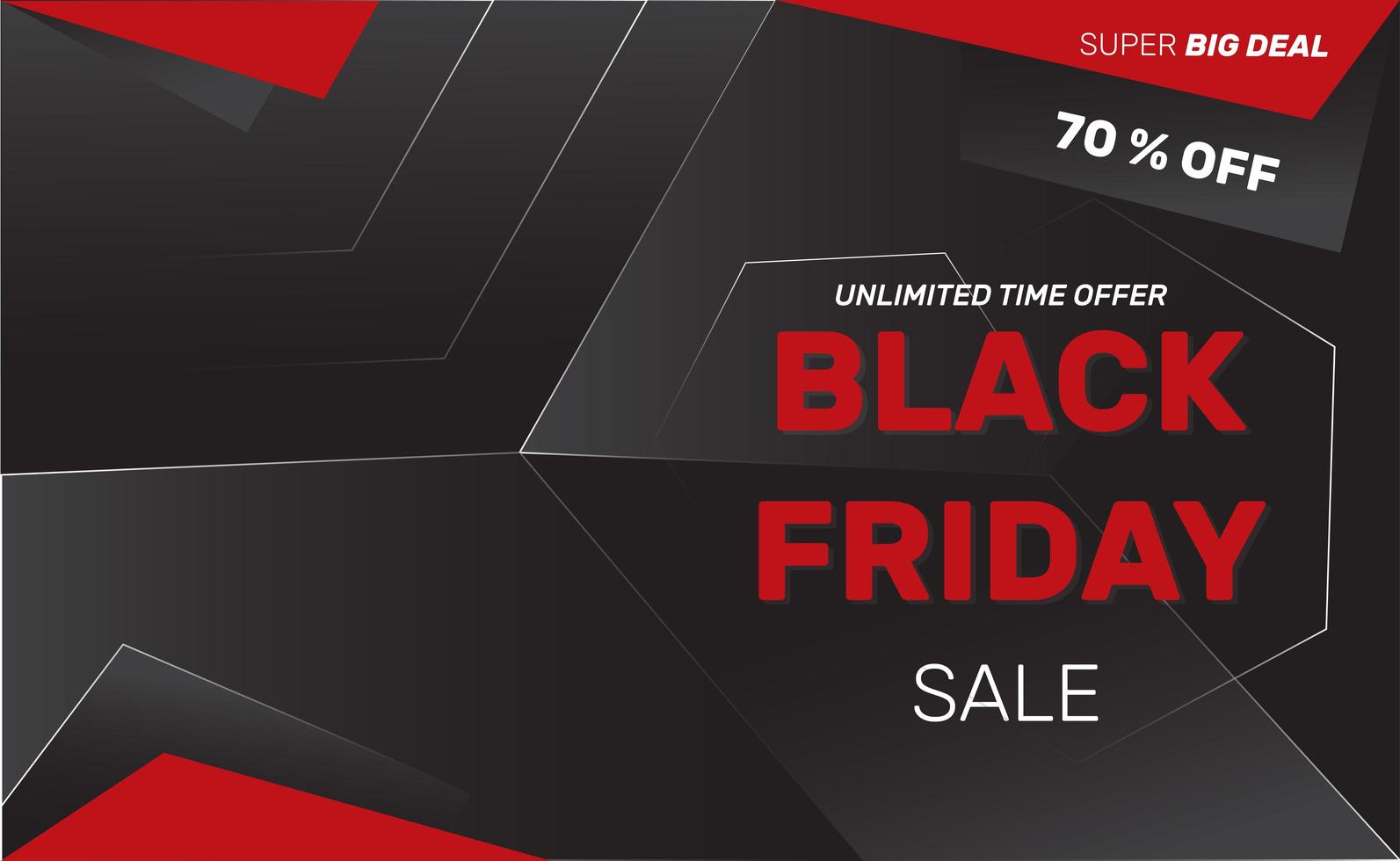 Red and black geometric Black Friday sale banner vector