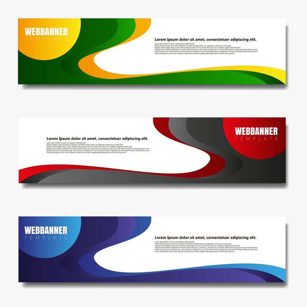 Colorful wavy shape web banner set vector