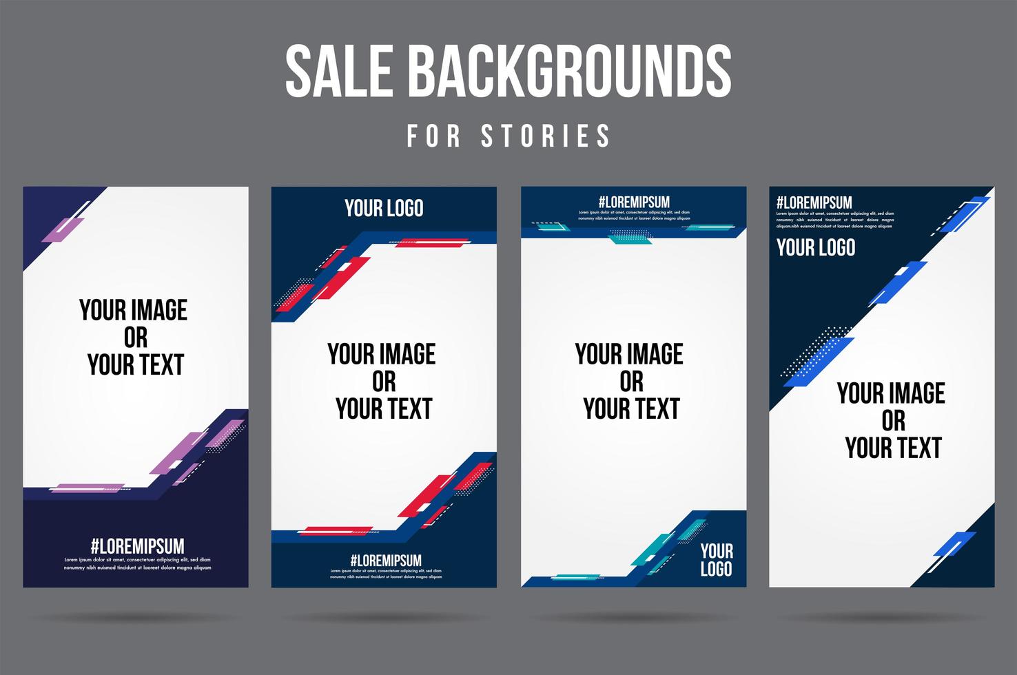 Trendy editable abstract social media story banners vector